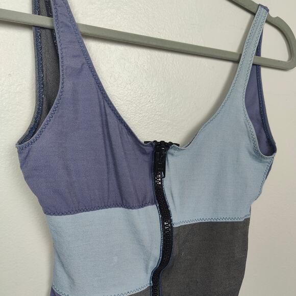 Lisa Marie Fernandez Patchwork Swimsuit Womens 3 6-8 Blue Zip One Piece Beach - Picture 2 of 6